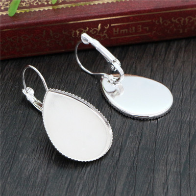 18x25mm 10x14mm 13x18mm 10 τμχ 8 χρώματα επιμεταλλωμένα Γαλλικά μοχλό πίσω σκουλαρίκια Κενό/Βάση, Εφαρμογή Drop γυάλινα καμποσόν;Σφενδόνια σκουλαρικιών