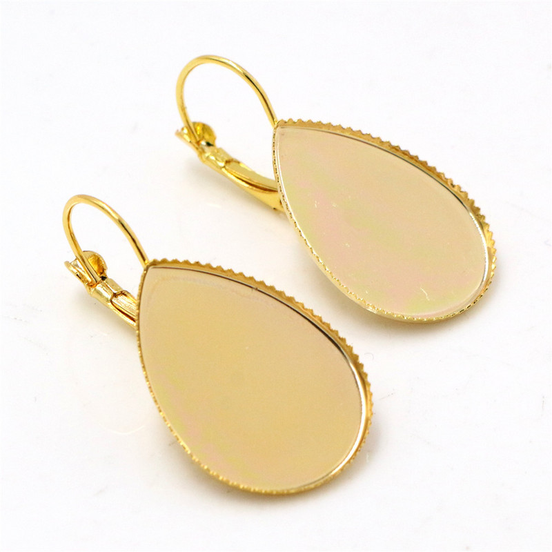 18x25mm 10x14mm 13x18mm 10 τμχ 8 χρώματα επιμεταλλωμένα Γαλλικά μοχλό πίσω σκουλαρίκια Κενό/Βάση, Εφαρμογή Drop γυάλινα καμποσόν;Σφενδόνια σκουλαρικιών