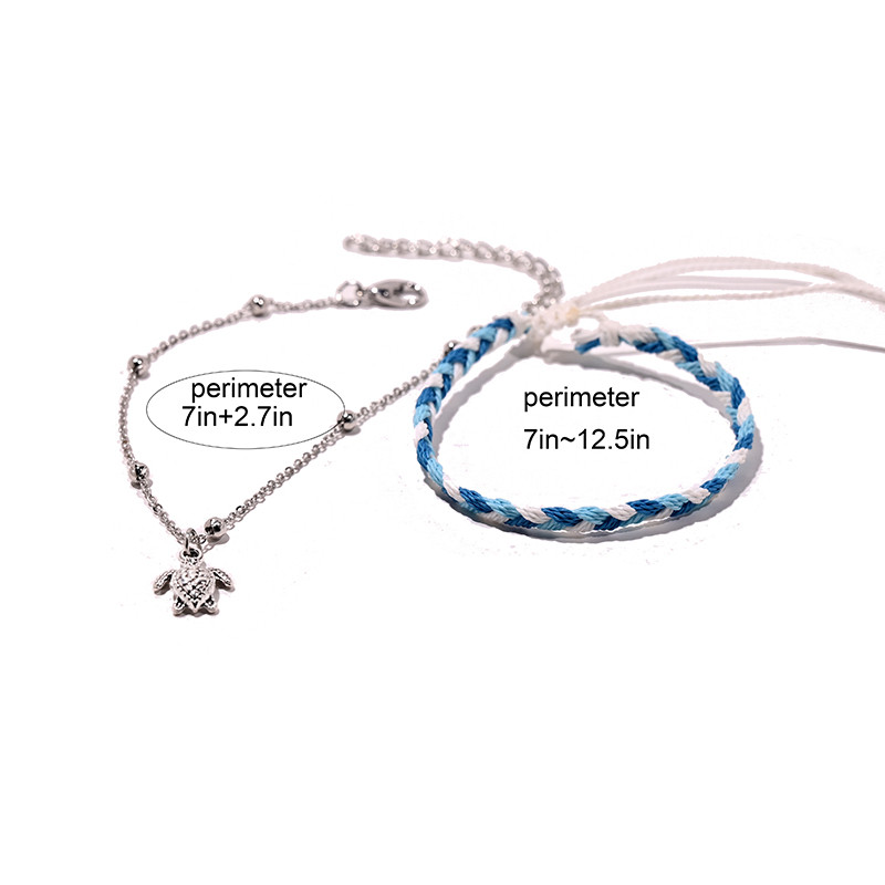 2 vnt. / Lot Vėžlio kulkšnių rinkinys moterims Rankų darbo vaškinė virvė Bohemiška kulkšnies apyrankė Kojos pėdų grandinė Draugystė Vasaros paplūdimio papuošalai