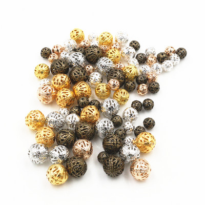 4/6/8/10 mm õõnsad palliga lillehelmed metallist amuletid pronks/kuldne/hõbedavärvi filigraansed vahehelmed ehete valmistamiseks