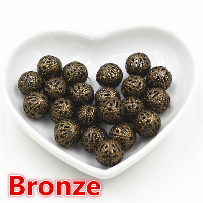 4/6/8/10 mm õõnsad palliga lillehelmed metallist amuletid pronks/kuldne/hõbedavärvi filigraansed vahehelmed ehete valmistamiseks