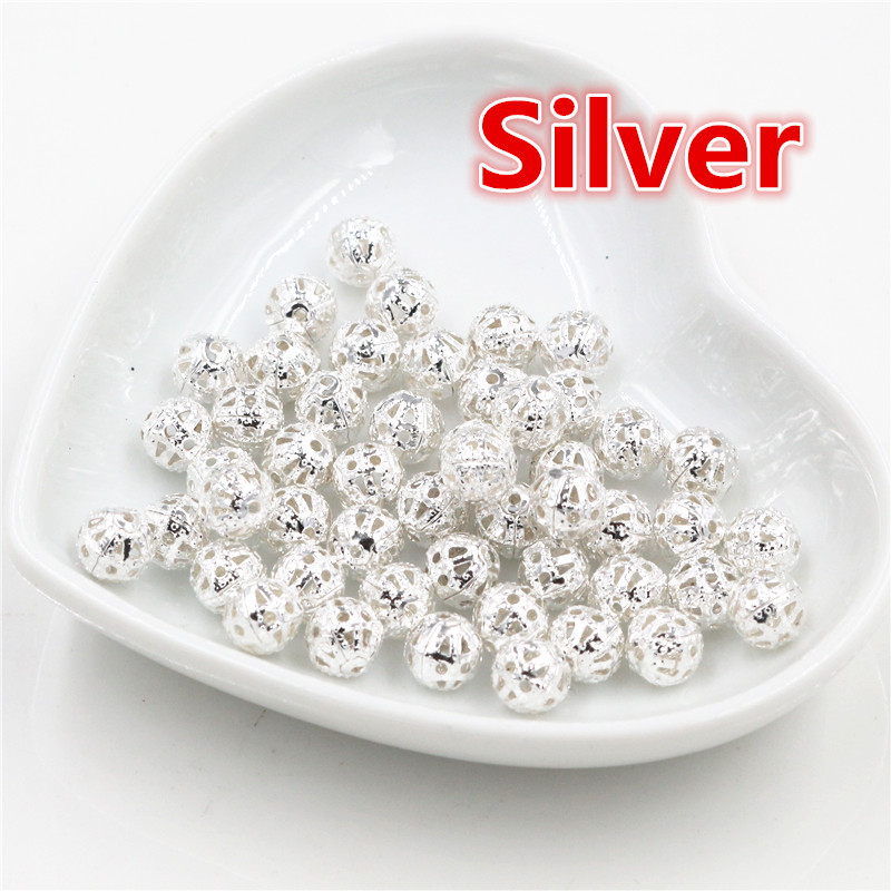 4/6/8/10 mm õõnsad palliga lillehelmed metallist amuletid pronks/kuldne/hõbedavärvi filigraansed vahehelmed ehete valmistamiseks