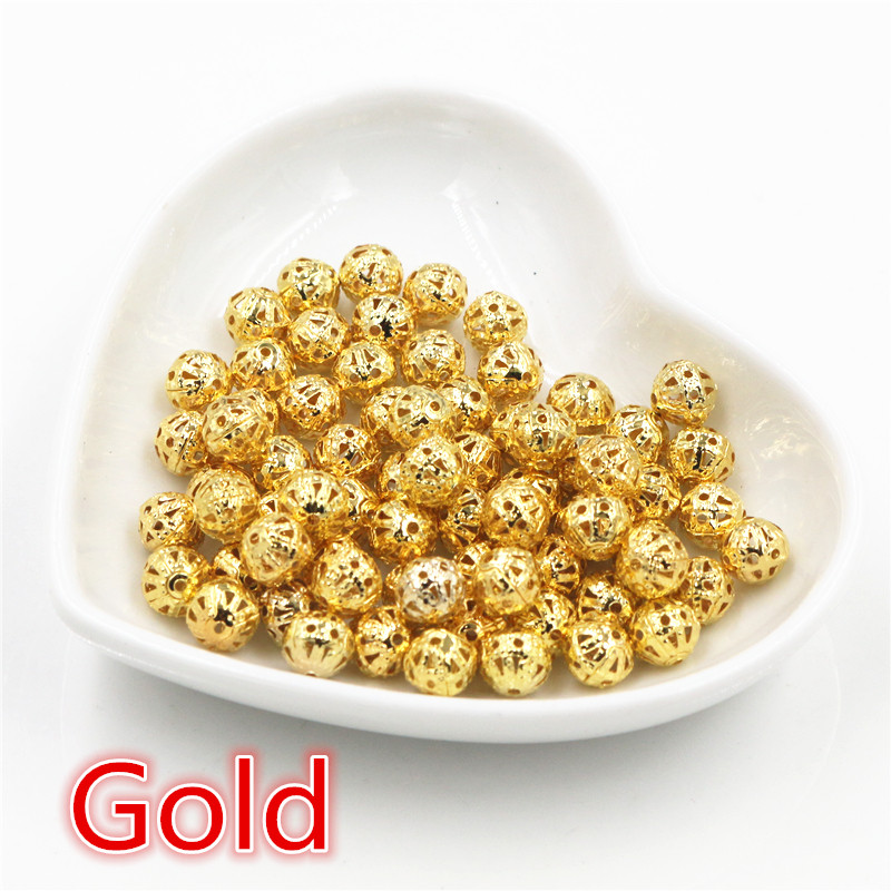 4/6/8/10 mm õõnsad palliga lillehelmed metallist amuletid pronks/kuldne/hõbedavärvi filigraansed vahehelmed ehete valmistamiseks