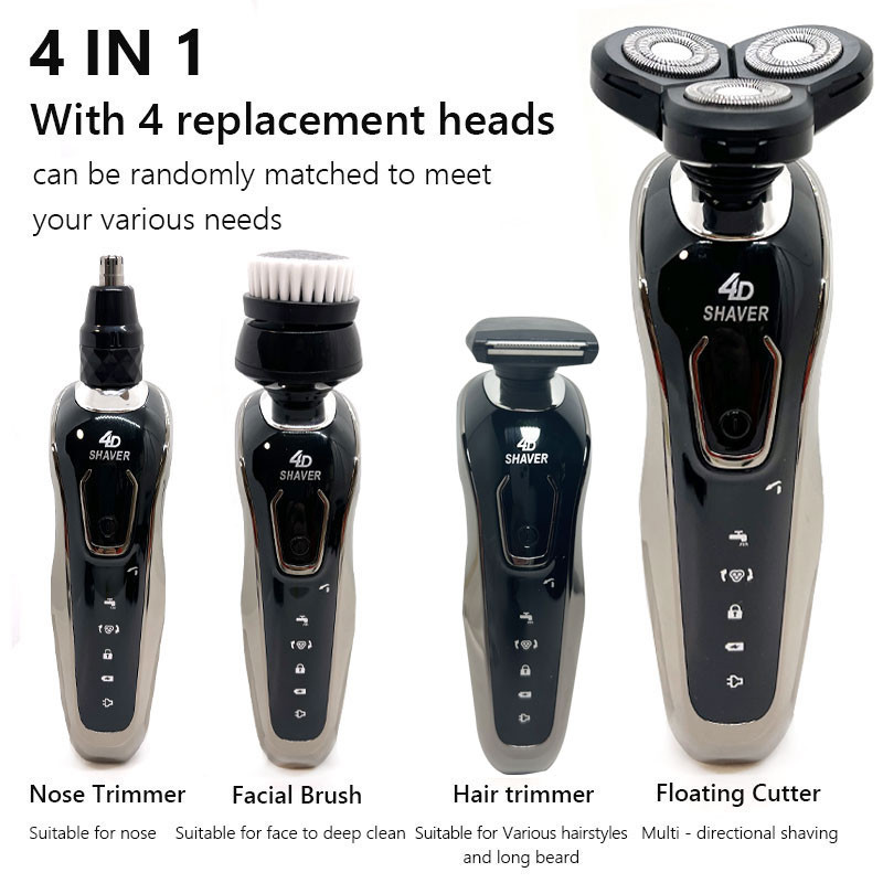 Aparat de ras electric nou pentru barbati Trimmer electric 4D pentru barba, reincarcabil prin USB, aparat de tuns profesional pentru tuns barba pentru adulti