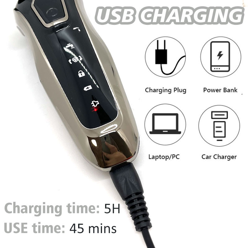 Aparat de ras electric nou pentru barbati Trimmer electric 4D pentru barba, reincarcabil prin USB, aparat de tuns profesional pentru tuns barba pentru adulti