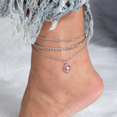 Madinga raudonos vyšninės kulkšnies apyrankė moterims Vasaros paplūdimio ant kojų grandinėlė Kojos apyrankė mergaičių papuošalų aksesuarai