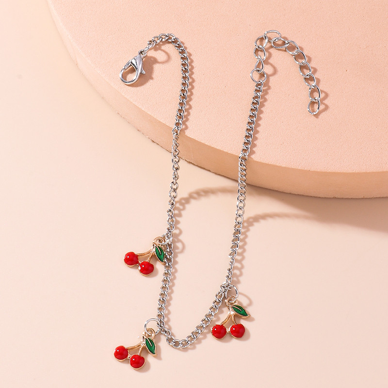 Madinga raudonos vyšninės kulkšnies apyrankė moterims Vasaros paplūdimio ant kojų grandinėlė Kojos apyrankė mergaičių papuošalų aksesuarai