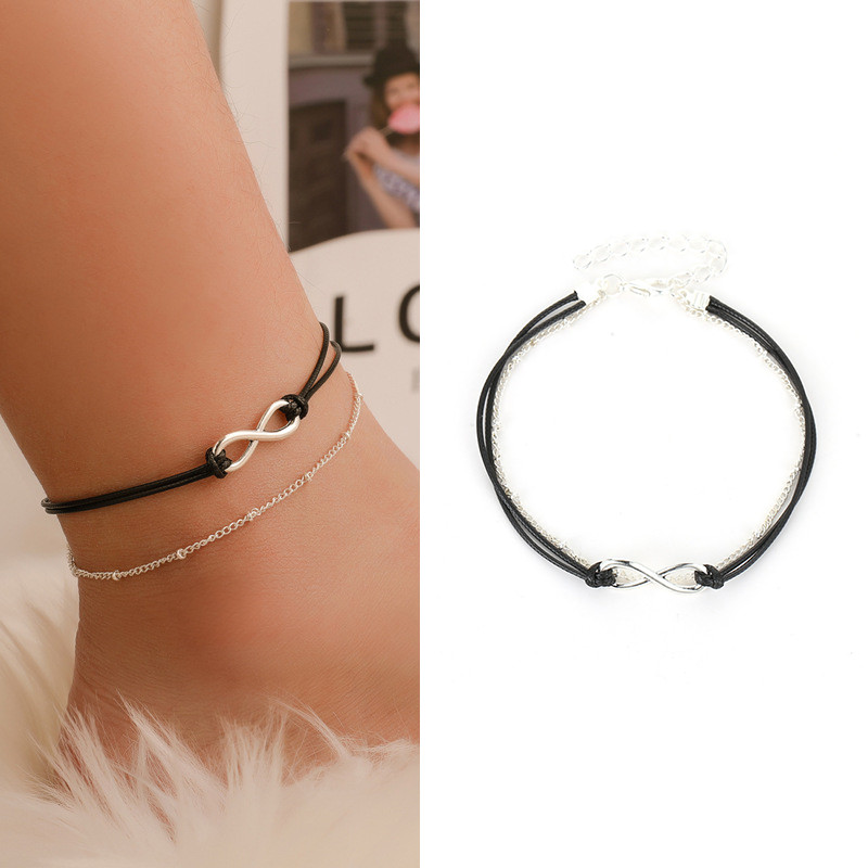 New Anklet Lucky 8 Creative Character Hand Rope Bead Chain Anklet Foot Jewelry Leg New Ankle Bracelet αστράγαλο Γυναικεία αλυσίδα ποδιών