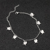 1 PC από ανοξείδωτο ατσάλι Cute Fish Cross Anklet Ασημί Χρώμα Μενταγιόν Rolo Chain Anklet Γυναικεία πέδιλα με αλυσίδα ποδιών παραλίας Κόσμημα ποδιών