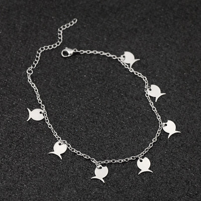 1 PC από ανοξείδωτο ατσάλι Cute Fish Cross Anklet Ασημί Χρώμα Μενταγιόν Rolo Chain Anklet Γυναικεία πέδιλα με αλυσίδα ποδιών παραλίας Κόσμημα ποδιών