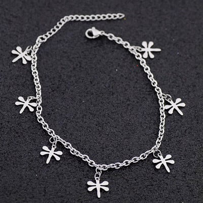 1 PC από ανοξείδωτο ατσάλι Cute Fish Cross Anklet Ασημί Χρώμα Μενταγιόν Rolo Chain Anklet Γυναικεία πέδιλα με αλυσίδα ποδιών παραλίας Κόσμημα ποδιών