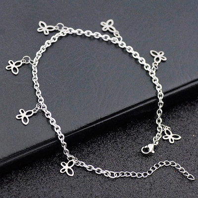 1 PC από ανοξείδωτο ατσάλι Cute Fish Cross Anklet Ασημί Χρώμα Μενταγιόν Rolo Chain Anklet Γυναικεία πέδιλα με αλυσίδα ποδιών παραλίας Κόσμημα ποδιών