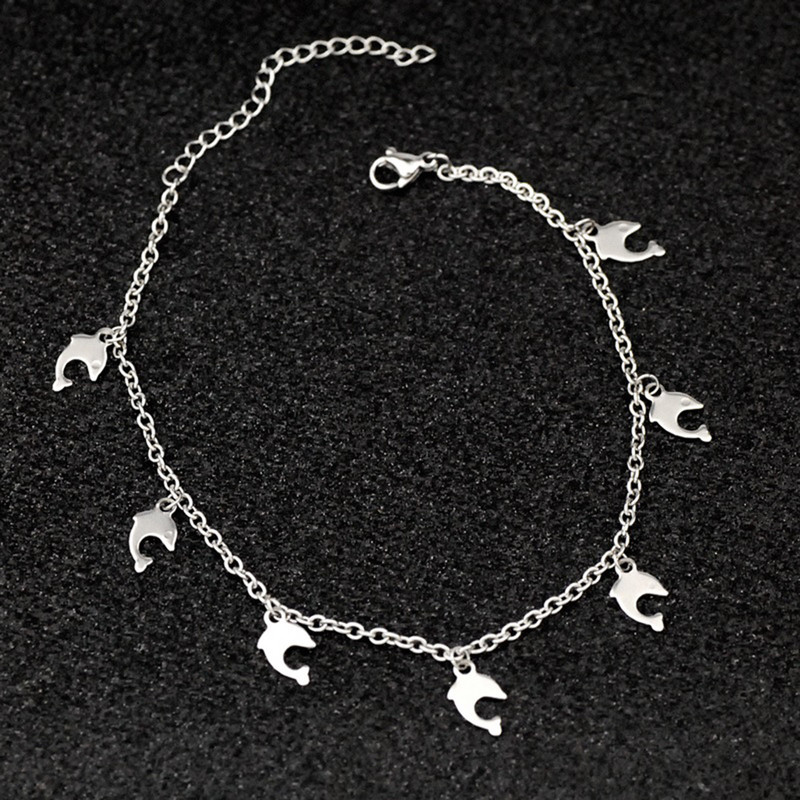 1 PC από ανοξείδωτο ατσάλι Cute Fish Cross Anklet Ασημί Χρώμα Μενταγιόν Rolo Chain Anklet Γυναικεία πέδιλα με αλυσίδα ποδιών παραλίας Κόσμημα ποδιών