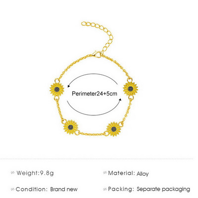 Χαριτωμένο μπράτσο λουλουδιών μαργαρίτα για γυναίκες Βραχιόλι ποδιών παραλίας Boho Χρώμα σμάλτο ηλίανθου αλυσίδα ποδιών Κοσμήματα πέδιλα παραλίας Δώρο