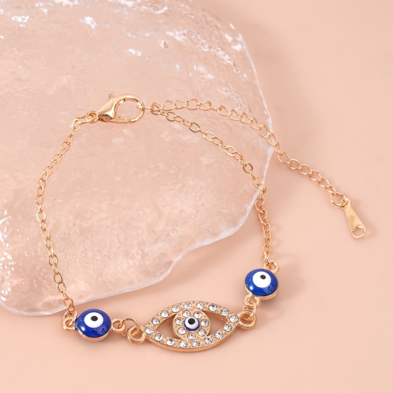 Γυαλιστερό Crystal Blue Evil Eyes Anklet Γυναικείο Χρυσό Χρώμα Rhinestone Sun Cross Ποδιών Βραχιόλια Βραχιόλια Γυναικεία κοσμήματα γάμου