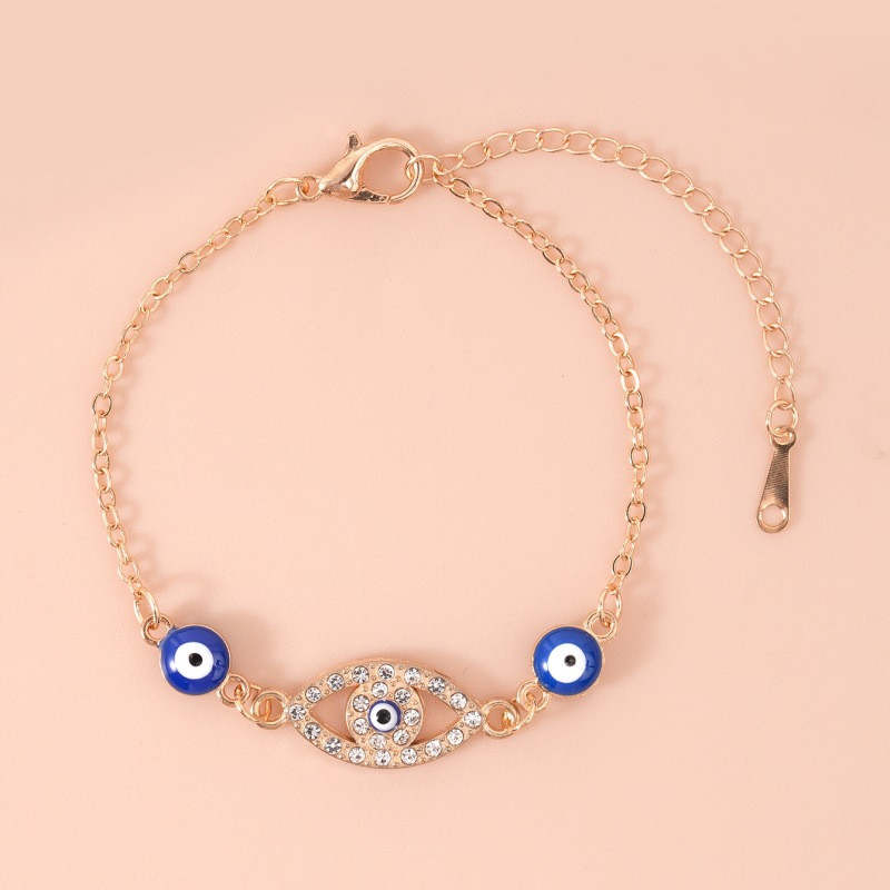 Γυαλιστερό Crystal Blue Evil Eyes Anklet Γυναικείο Χρυσό Χρώμα Rhinestone Sun Cross Ποδιών Βραχιόλια Βραχιόλια Γυναικεία κοσμήματα γάμου