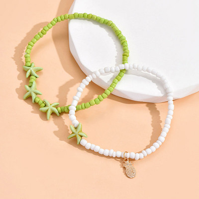 Boemska etnička morska zvijezda školjka školjka Perle Narukvice za gležnjeve Žene Djevojke Moda Vražje oko Privjesak Stopala Lanac za zapešće Ljetni nakit za plažu