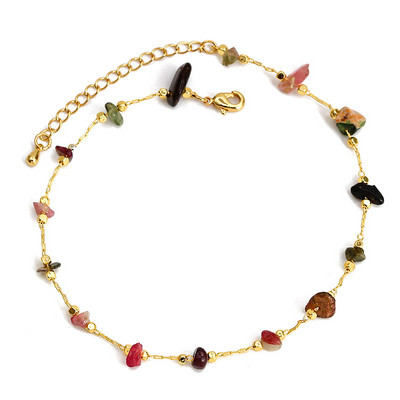 Bohemia Colorful Crystal Anklet Βραχιόλι από φυσικές πέτρες Γυναικεία καλοκαιρινή παραλία Χρυσό χρώμα Βραχιόλια με αλυσίδα ποδιών Κοσμήματα