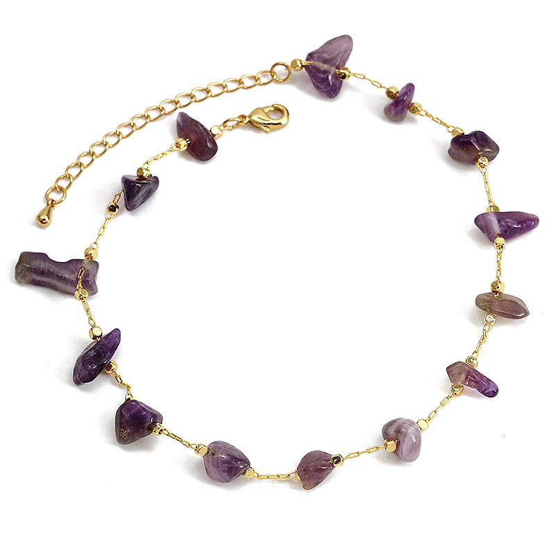 Bohemia Colorful Crystal Anklet Βραχιόλι από φυσικές πέτρες Γυναικεία καλοκαιρινή παραλία Χρυσό χρώμα Βραχιόλια με αλυσίδα ποδιών Κοσμήματα