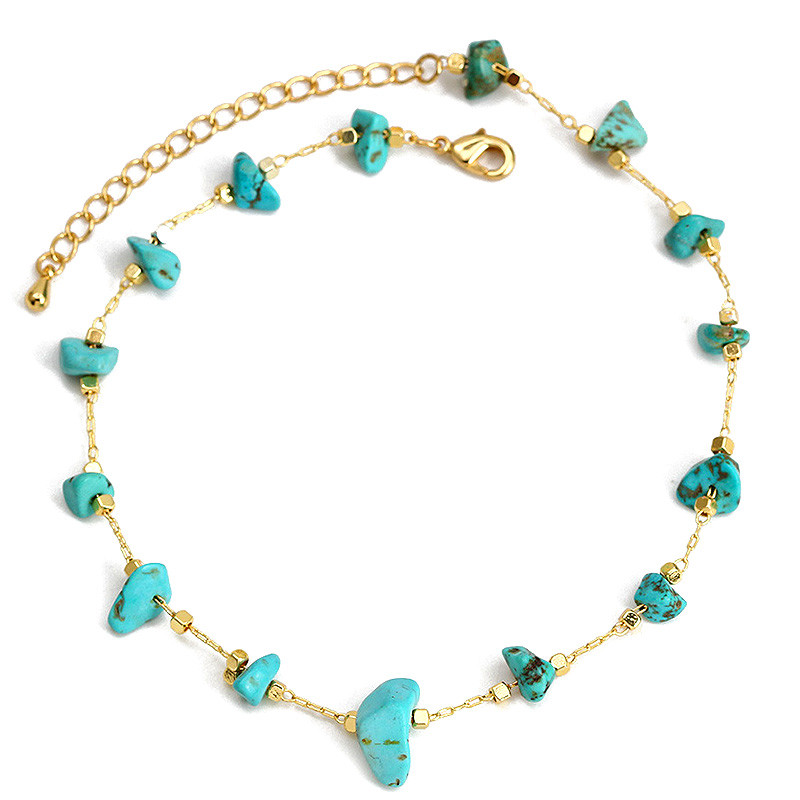 Bohemia Colorful Crystal Anklet Βραχιόλι από φυσικές πέτρες Γυναικεία καλοκαιρινή παραλία Χρυσό χρώμα Βραχιόλια με αλυσίδα ποδιών Κοσμήματα