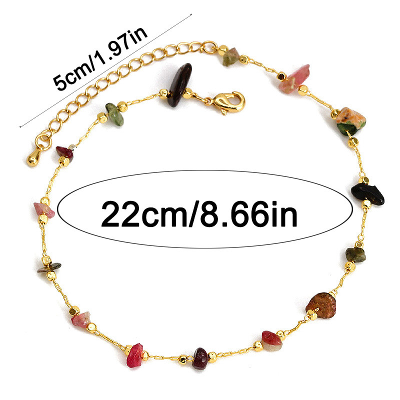 Bohemia Colorful Crystal Anklet Βραχιόλι από φυσικές πέτρες Γυναικεία καλοκαιρινή παραλία Χρυσό χρώμα Βραχιόλια με αλυσίδα ποδιών Κοσμήματα