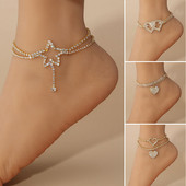 Madingos Kalnų krištolinio akmens grandinėlės kulkšnys moterims Prabangios spindinčios kulkšnies apyrankės ant kojų Moterų vestuvių vakarėlio papuošalai pėdų aksesuarai