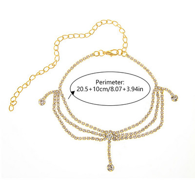 Madingos Kalnų krištolinio akmens grandinėlės kulkšnys moterims Prabangios spindinčios kulkšnies apyrankės ant kojų Moterų vestuvių vakarėlio papuošalai pėdų aksesuarai