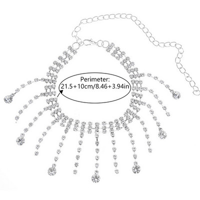 Madingos Kalnų krištolinio akmens grandinėlės kulkšnys moterims Prabangios spindinčios kulkšnies apyrankės ant kojų Moterų vestuvių vakarėlio papuošalai pėdų aksesuarai