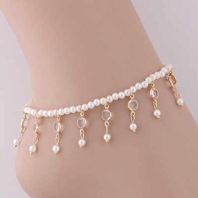 Bohemian Pearl Rhinestone pahkluu käevõru naistele suvine rannatuti ripats jalavõru Käevõru võlusid jalaketi ehted