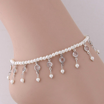 Bohemian Pearl Rhinestone pahkluu käevõru naistele suvine rannatuti ripats jalavõru Käevõru võlusid jalaketi ehted