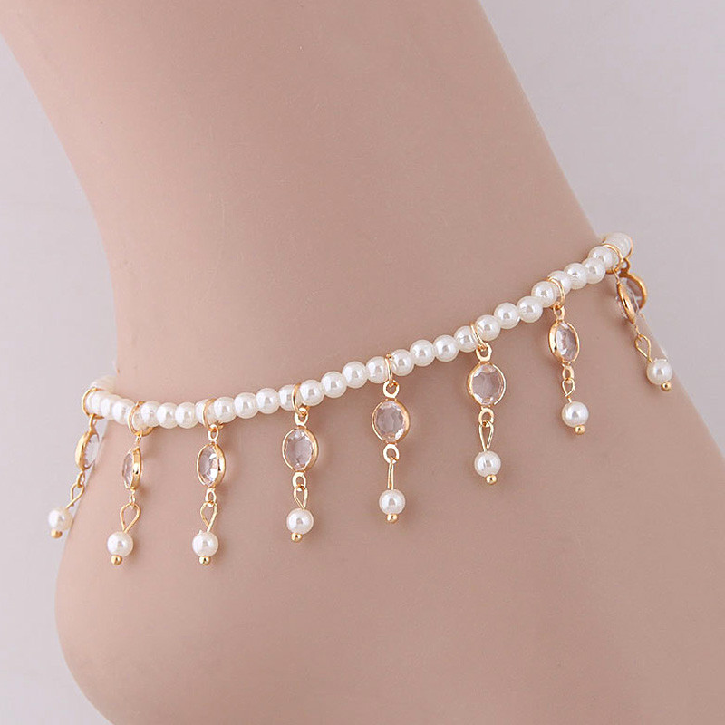 Bohemian Pearl Rhinestone pahkluu käevõru naistele suvine rannatuti ripats jalavõru Käevõru võlusid jalaketi ehted