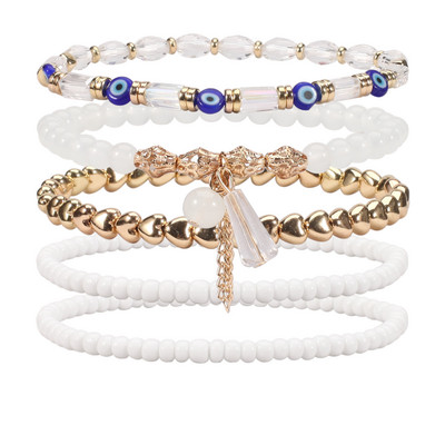 Bohemian egymásra rakható gyöngyös bokalánc karkötő Beach stílusú bokalánc karkötő női lányoknak