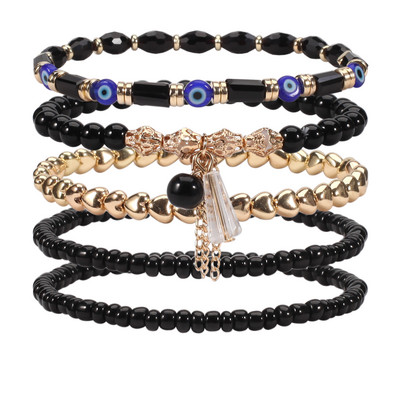 Bohemian egymásra rakható gyöngyös bokalánc karkötő Beach stílusú bokalánc karkötő női lányoknak