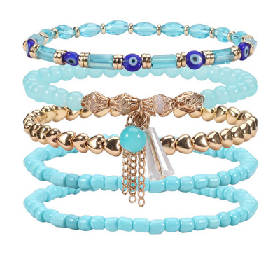 Bohemian egymásra rakható gyöngyös bokalánc karkötő Beach stílusú bokalánc karkötő női lányoknak