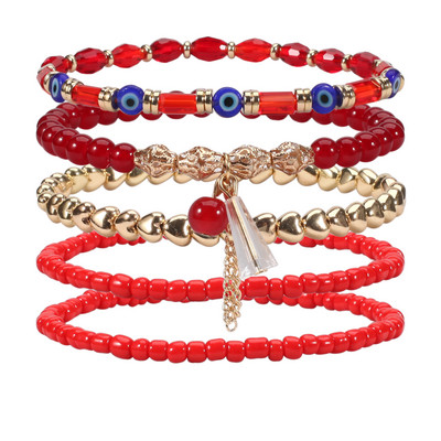 Bohemian egymásra rakható gyöngyös bokalánc karkötő Beach stílusú bokalánc karkötő női lányoknak