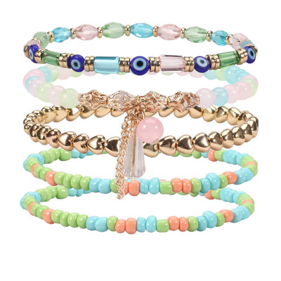 Bohemian egymásra rakható gyöngyös bokalánc karkötő Beach stílusú bokalánc karkötő női lányoknak