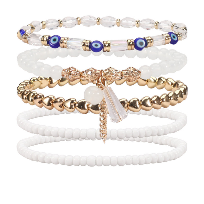 Bohemian egymásra rakható gyöngyös bokalánc karkötő Beach stílusú bokalánc karkötő női lányoknak