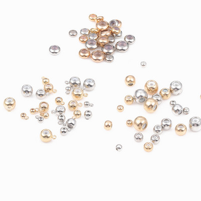 10pcs Stopper Spacer Beads Copper Silicone Beads Ball Crimp End Beads For Jewelry Making DIY Bracelet Accessories Hole 0.8-2.5mm
