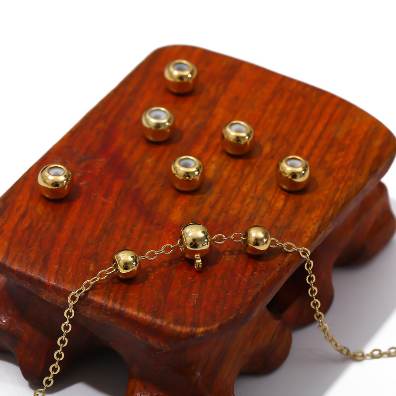 10 vnt Kamščio tarpiklio karoliukai vario silikono karoliukai rutuliniai užspaudimo galo karoliukai papuošalams gaminti „pasidaryk pats“ apyrankės priedai Skylė 0,8–2,5 mm