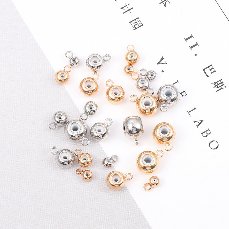 10 vnt Kamščio tarpiklio karoliukai vario silikono karoliukai rutuliniai užspaudimo galo karoliukai papuošalams gaminti „pasidaryk pats“ apyrankės priedai Skylė 0,8–2,5 mm