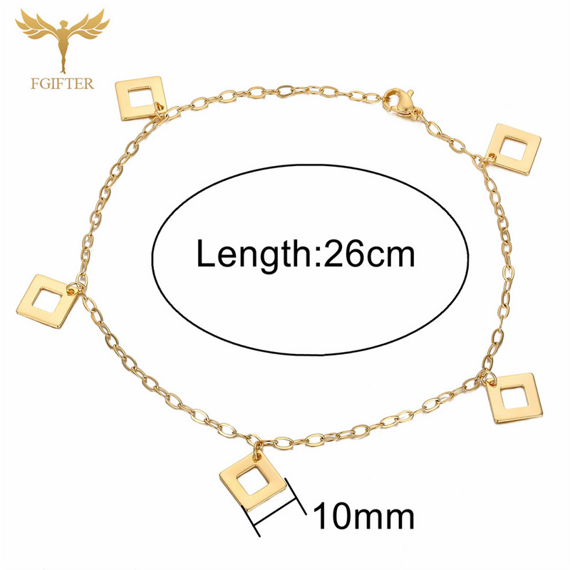 Naiste suvised ehted kullast hõbedast värvi pahkluu käevõru roostevabast terasest kett koos geomeetrilise ripatsiga sandaalid jalatarvikud