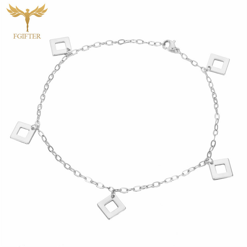 Naiste suvised ehted kullast hõbedast värvi pahkluu käevõru roostevabast terasest kett koos geomeetrilise ripatsiga sandaalid jalatarvikud