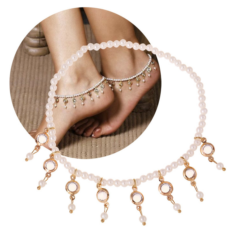 Pearl Kutai Kulkšnys moterims Pėdų aksesuarai Paplūdimio basomis basutėmis Apyrankė ant kojos Moteriškos kulkšnies dovanos moterims