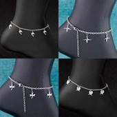 1 τμχ 304 Ανοξείδωτο ατσάλι Rolo Chain Anklet Ασημί Χρώμα Ζώο Fish Dolphin Charms Βραχιόλι anklet Γυναικεία σανδάλια Κοσμήματα ποδιών