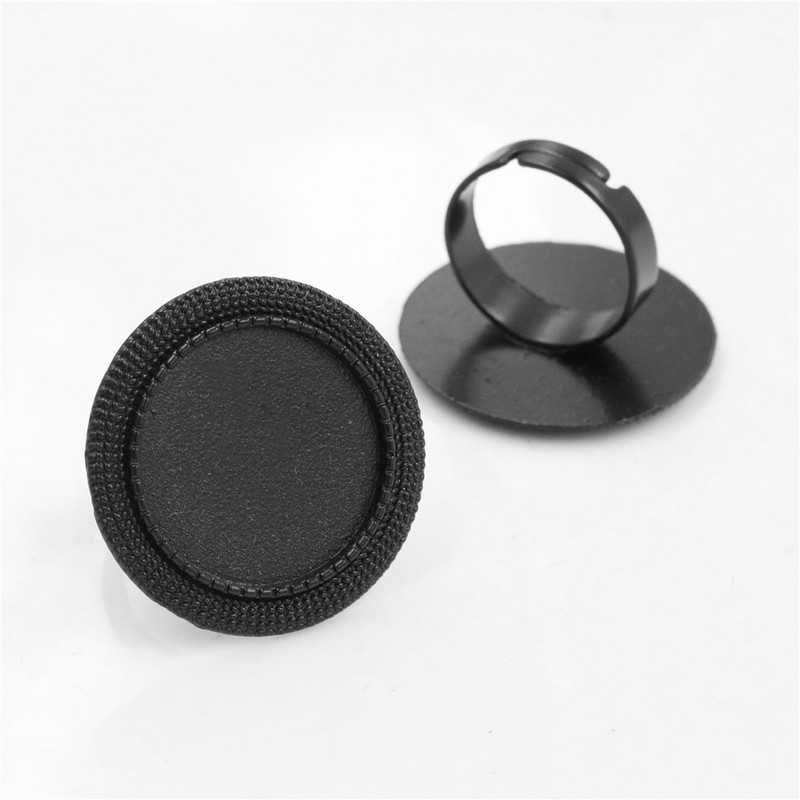 20 mm 5 tk musta kattega 5 stiilis reguleeritavad rõngasätted tühi/alus, sobivad 20 mm klaasist kabiinid, nupud; rõnga raamid