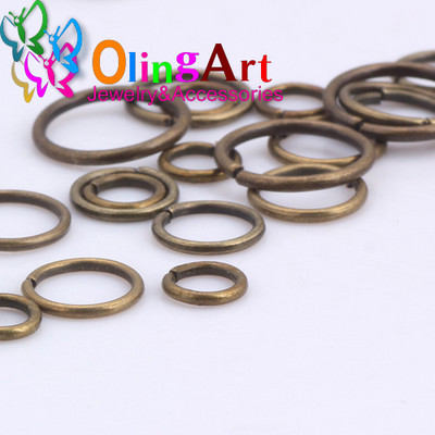 Επιμετάλλωση μπρούτζου OlingArt Δαχτυλίδι άλματος 3mm/4mm/5mm/6mm/7mm/8mm βρόχος σύνδεσης Μικτό μέγεθος DIY Κοσμήματα Σύνδεσμος Διάμετρος σύρματος 0,7mm