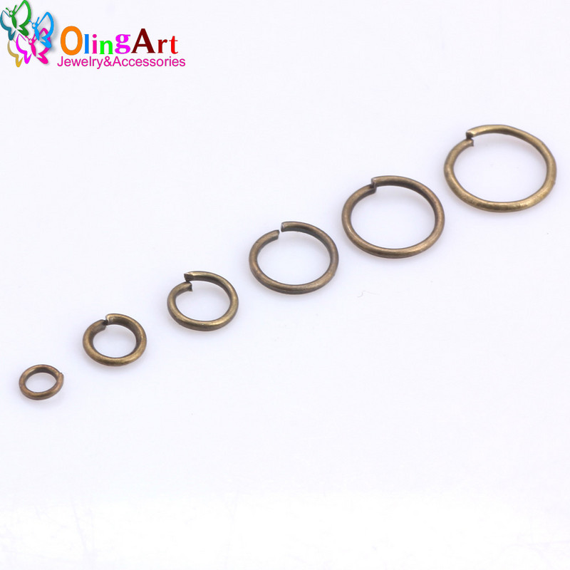 Επιμετάλλωση μπρούτζου OlingArt Δαχτυλίδι άλματος 3mm/4mm/5mm/6mm/7mm/8mm βρόχος σύνδεσης Μικτό μέγεθος DIY Κοσμήματα Σύνδεσμος Διάμετρος σύρματος 0,7mm