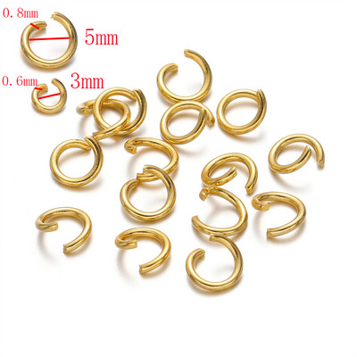 100-200 τμχ/παρτίδα Ανοιχτοί δαχτυλίδια από ανοξείδωτο ατσάλι Διαχωρισμένοι δακτύλιοι σύνδεσης για κοσμήματα DIY Κατασκευή ευρημάτων Αξεσουάρ 3mm 5mm