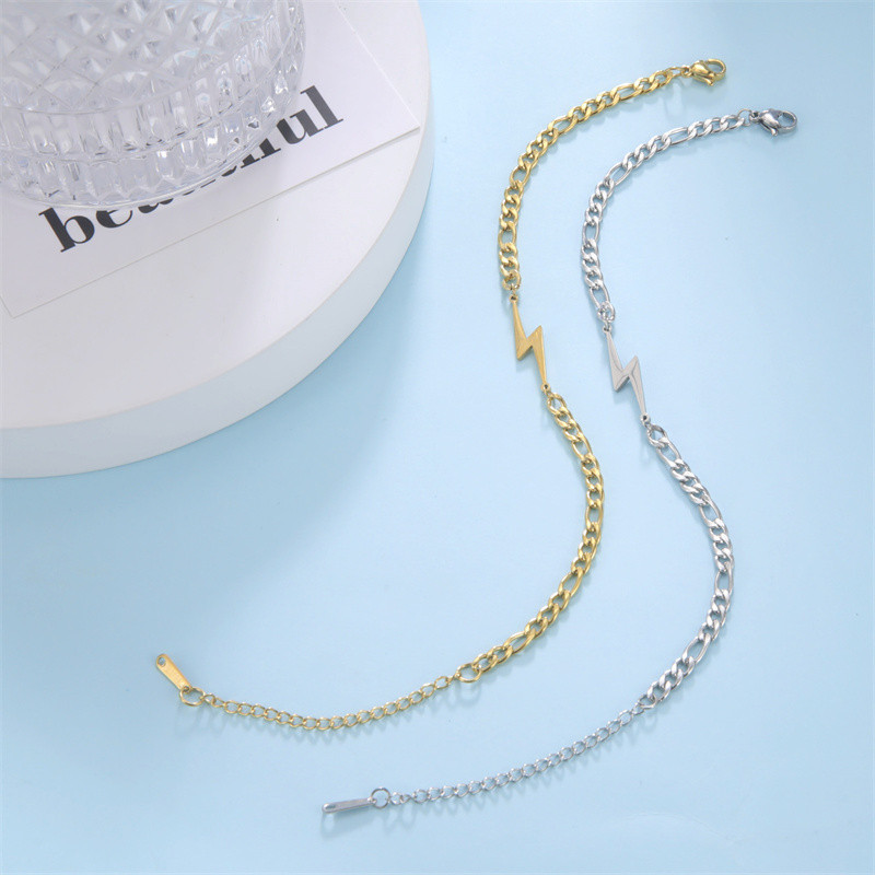 Ανοξείδωτα ποδαράκια αστραπή Μόδα αλυσίδα ποδιών Γυναικεία βραχιόλια ποδιών Βραχιόλι για κορίτσια Δώρα γενεθλίων ποδιών κοσμήματα Καλοκαιρινά αξεσουάρ