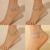 Εξαιρετικό ποδαράκι με φύλλα στρας για γυναίκες Αξεσουάρ ποδιών με πεντάκτινα αστέρια για πάρτι ποδιών Βραχιόλι Δώρα μόδας κοσμήματα